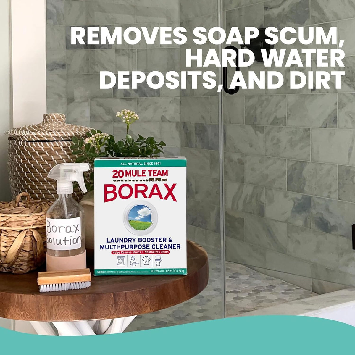 Borax 20 Mule Team Laundry Booster 65 Oz Bulk 4-Pack – Time-Saving Hard Water Softener for Working Families