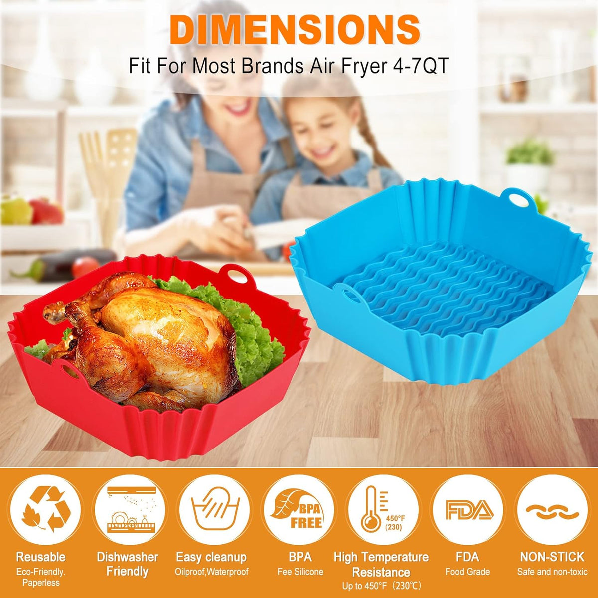 Boribim Non-Stick Air Fryer Accessories – Easy-Insert Cooking Liner for Streamlined Kitchen Workflow