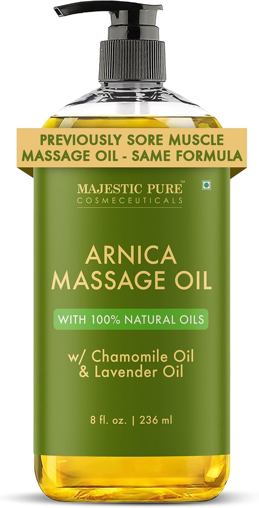 botanical oil blend featuring arnica extract, chamomile oil, and lavender oil