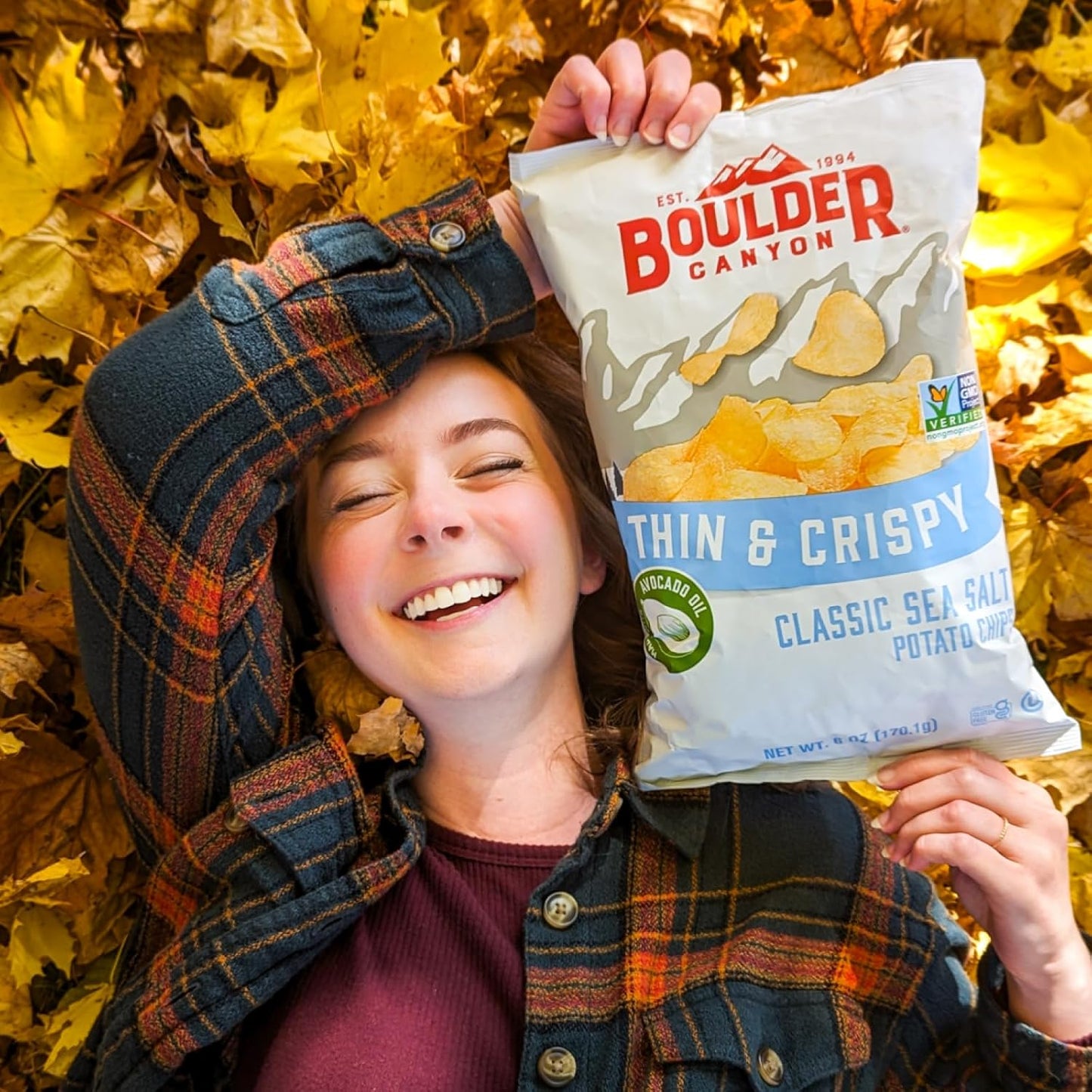Boulder Canyon Thin & Crispy Classic Sea Salt Chips – Kid-Friendly School Lunch Snack, 1.25 oz Single-Serve 6-Pack