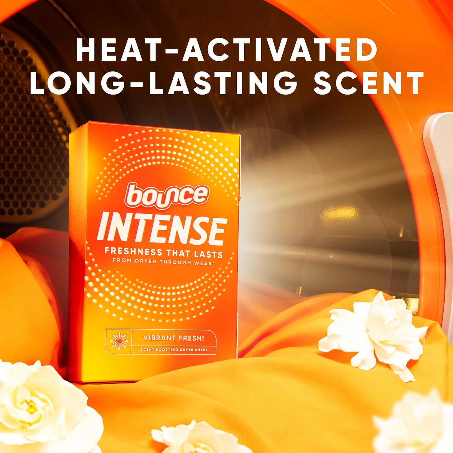 Bounce Intense Dryer Sheets, Vibrant Fresh, 60 Count, Nightly Wind-Down Bedding Softener