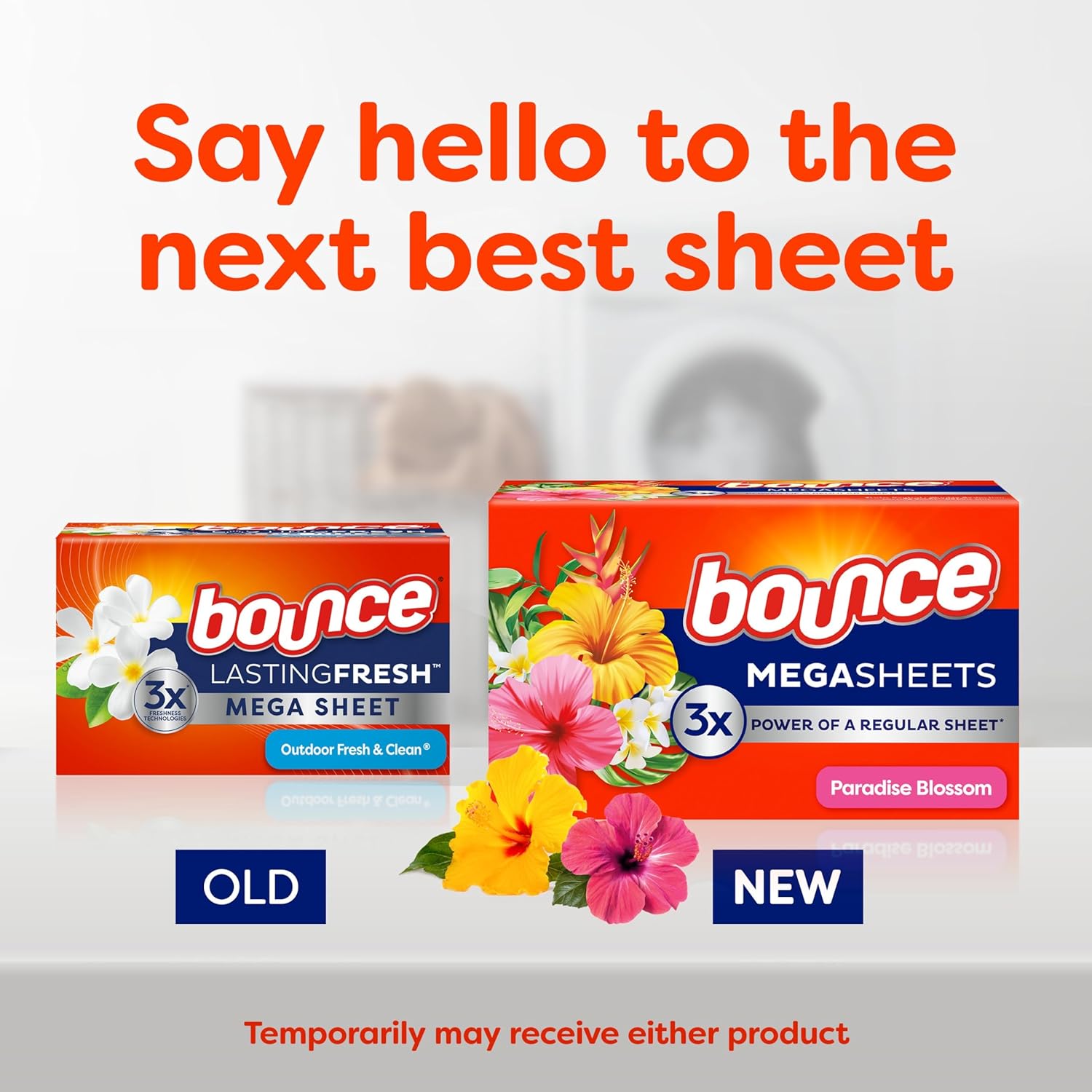 Bounce Mega Dryer Sheets Paradise Blossom 130 Count Static Control Softener for Morning Routine and School Prep