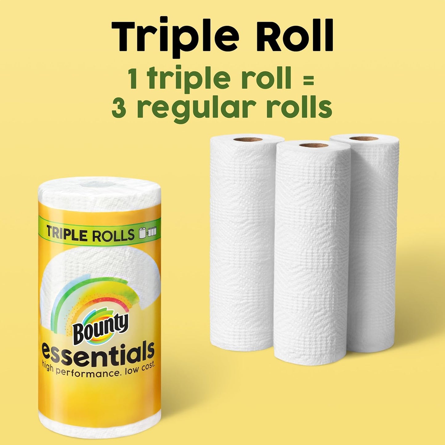Bounty Essentials Select-A-Size Paper Towels – Durable 2-Ply Sheets for Playroom Spills, 2 Triple Rolls