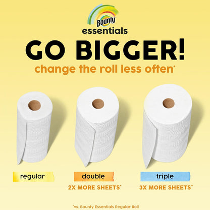 Bounty Essentials Select-A-Size Paper Towels – Durable 2-Ply Sheets for Playroom Spills, 2 Triple Rolls