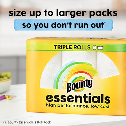 Bounty Essentials Select-A-Size Paper Towels – Durable 2-Ply Sheets for Playroom Spills, 2 Triple Rolls