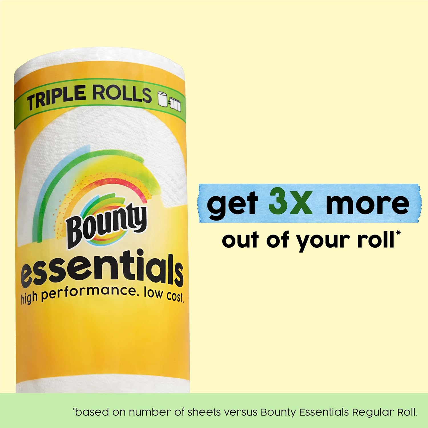 Bounty Essentials Select-A-Size Paper Towels – Durable 2-Ply Sheets for Playroom Spills, 2 Triple Rolls