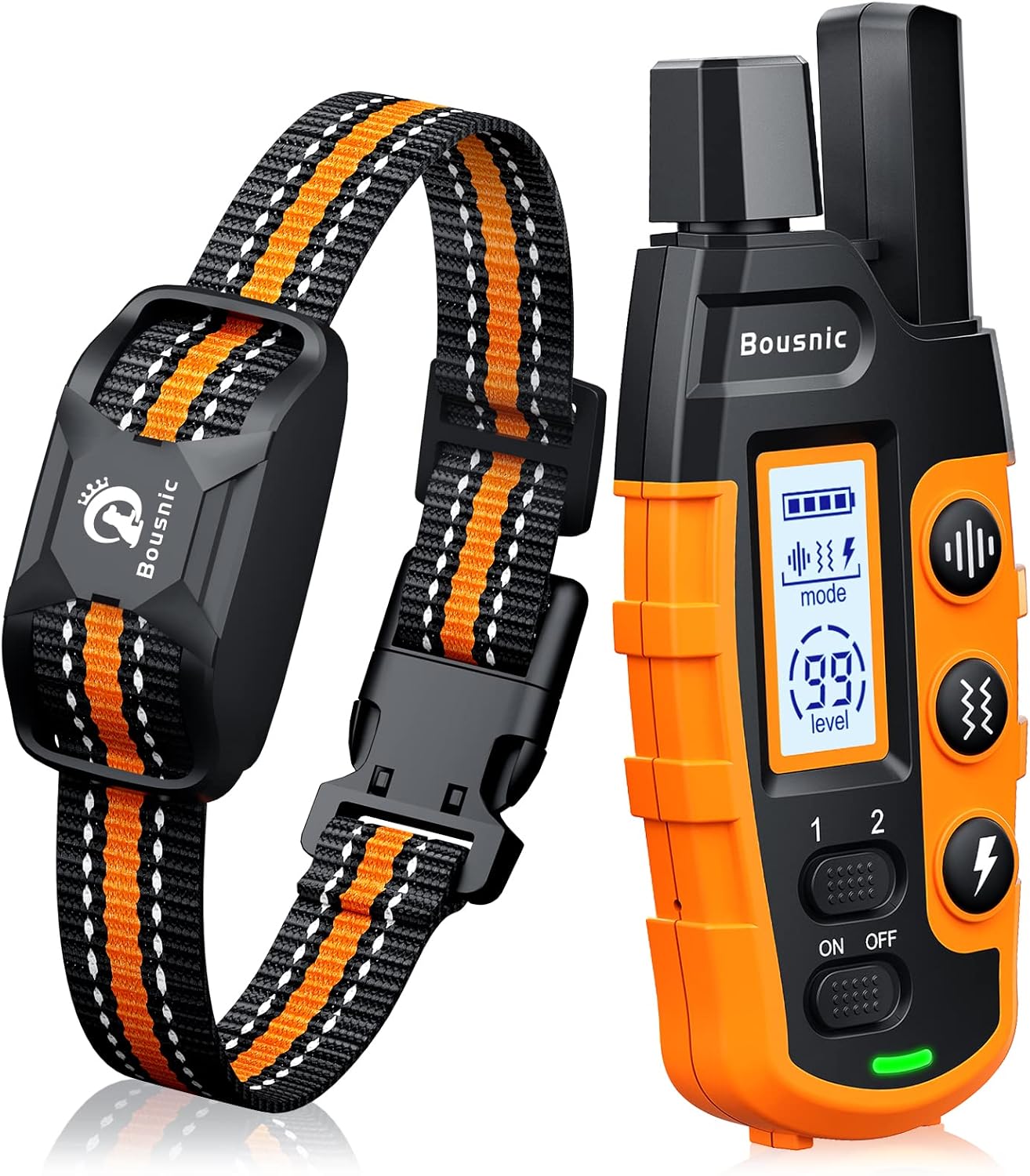 Bousnic Dog Shock Collar with 99-Level Safe Static - Humane Training Collar for Stubborn Dogs