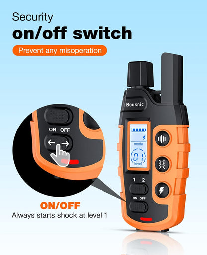 Bousnic Dog Shock Collar with 99-Level Safe Static - Humane Training Collar for Stubborn Dogs