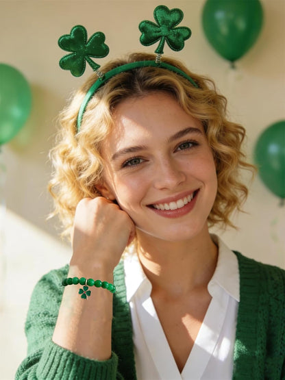 Bovemee Green Nature Stone Bracelet – Simple Lucky Charm for Clean Everyday Styling, Single Clover Bead