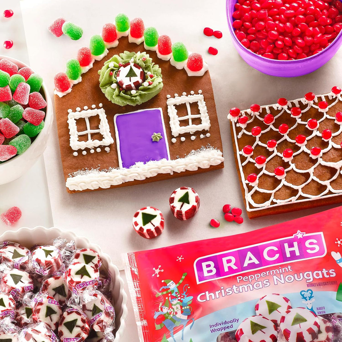 Brach's Peppermint Christmas Nougats – Family-Friendly Holiday Candy for Stocking Stuffers and Kids' Christmas Treat Bags