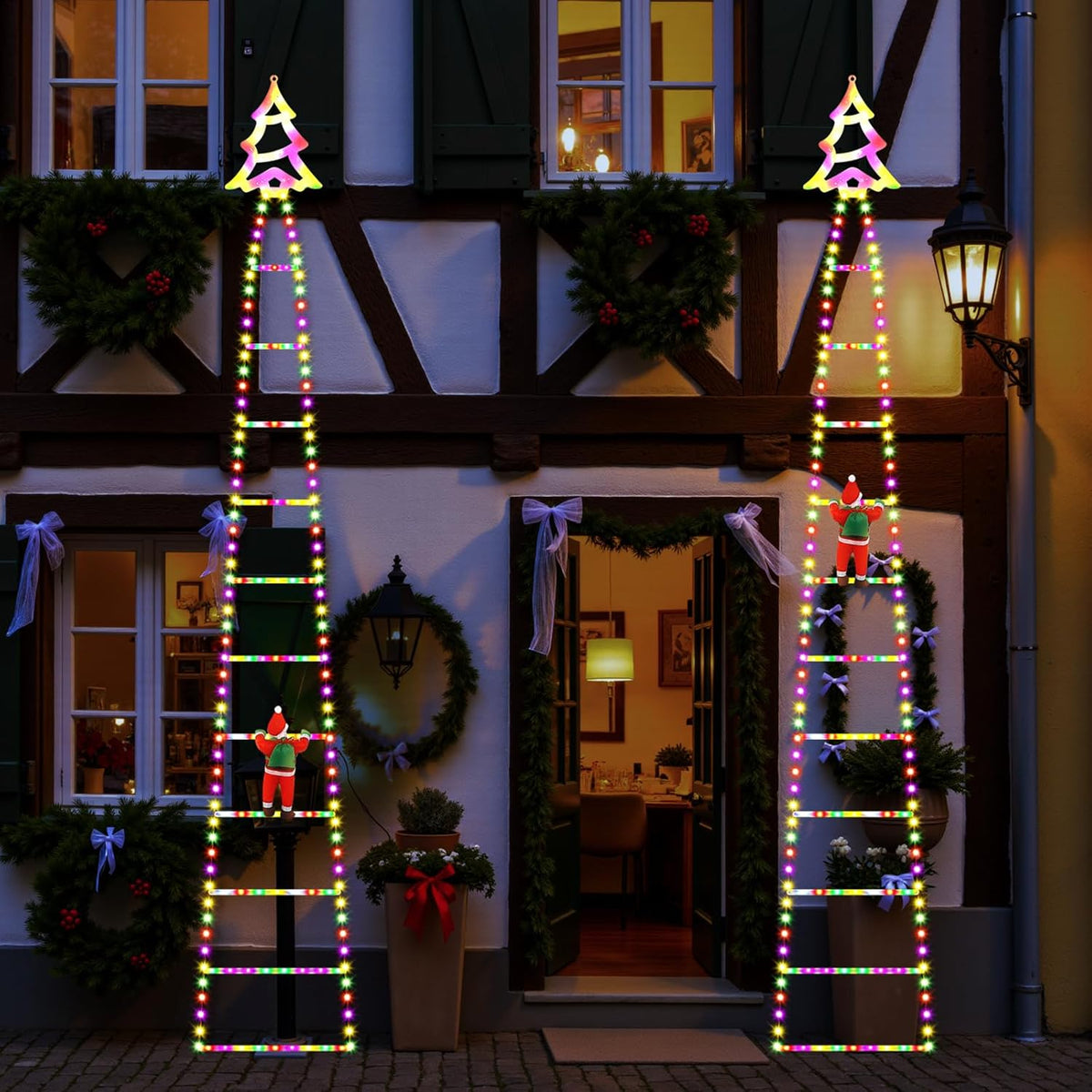 [Brand] Climbing Santa Ladder Lights Holiday Gift for Christmas Lovers, 248 LED Decorative Present
