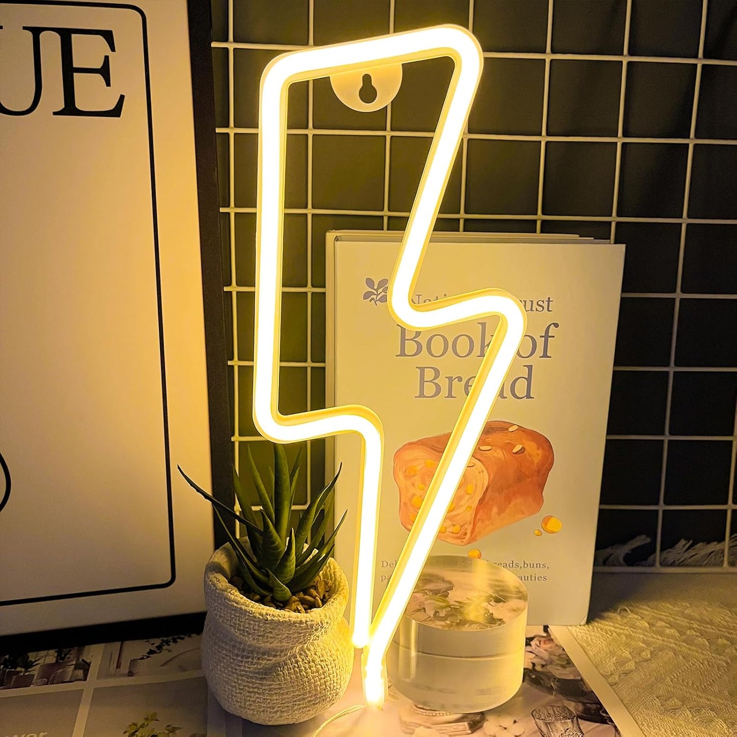 [Brand] Lightning Bolt Neon Sign – Flameless Cool to Touch Wall Light for Bedroom, Battery and USB LED Decor Safe Around Kids and Pets
