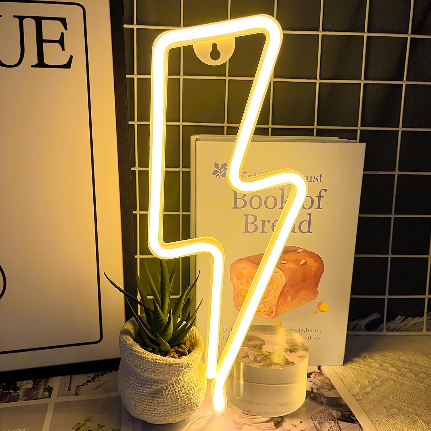 [Brand] Lightning Bolt Neon Sign – Flameless Cool to Touch Wall Light for Bedroom, Battery and USB LED Decor Safe Around Kids and Pets