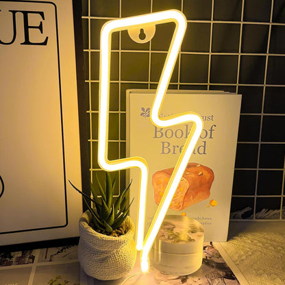 [Brand] Lightning Bolt Neon Sign – Flameless Cool to Touch Wall Light for Bedroom, Battery and USB LED Decor Safe Around Kids and Pets