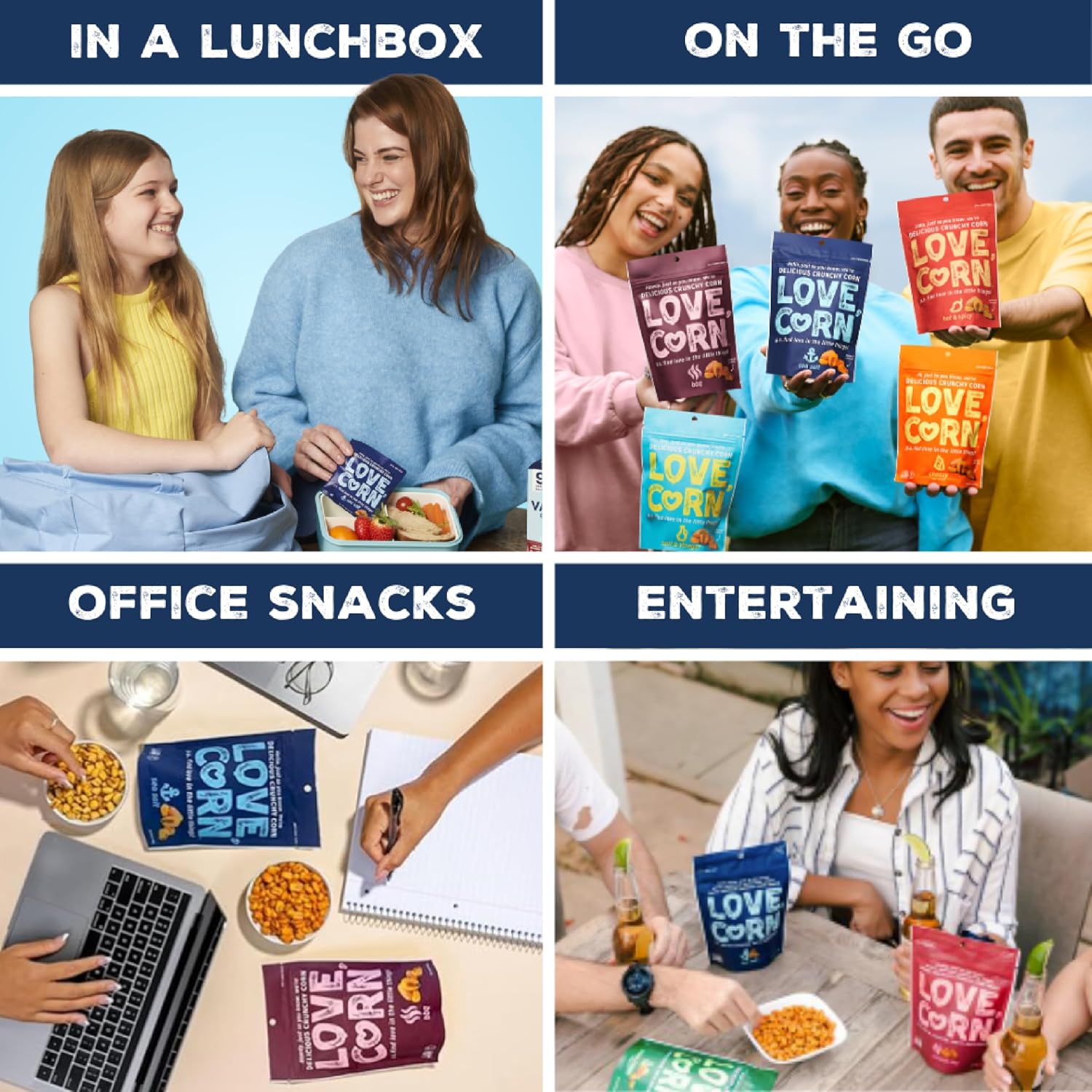 brand line spans 5 flavor profiles (sea salt, cheezy, bbq, salt & vinegar, hot & spicy) for variety