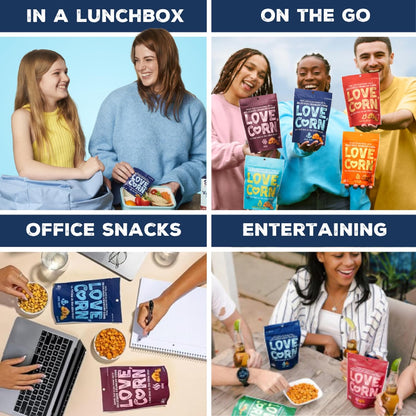 brand line spans 5 flavor profiles (sea salt, cheezy, bbq, salt & vinegar, hot & spicy) for variety