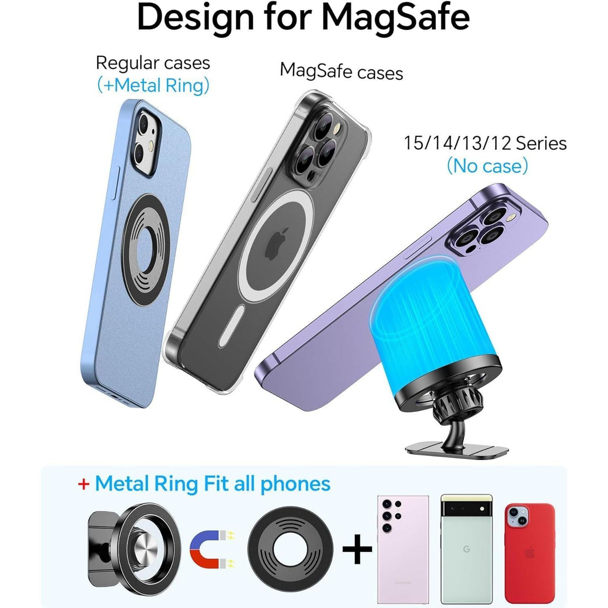 [Brand] Magnetic Car Phone Mount - Useful Everyday Gift for Commuters with 20 Magnet Hold and Dual Mount Options
