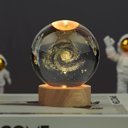[Brand Name] 3D Moon Crystal Sphere Lamp - Unique Valentine's Day Gift for Couples, Romantic Bedroom Night Light with Wooden Base