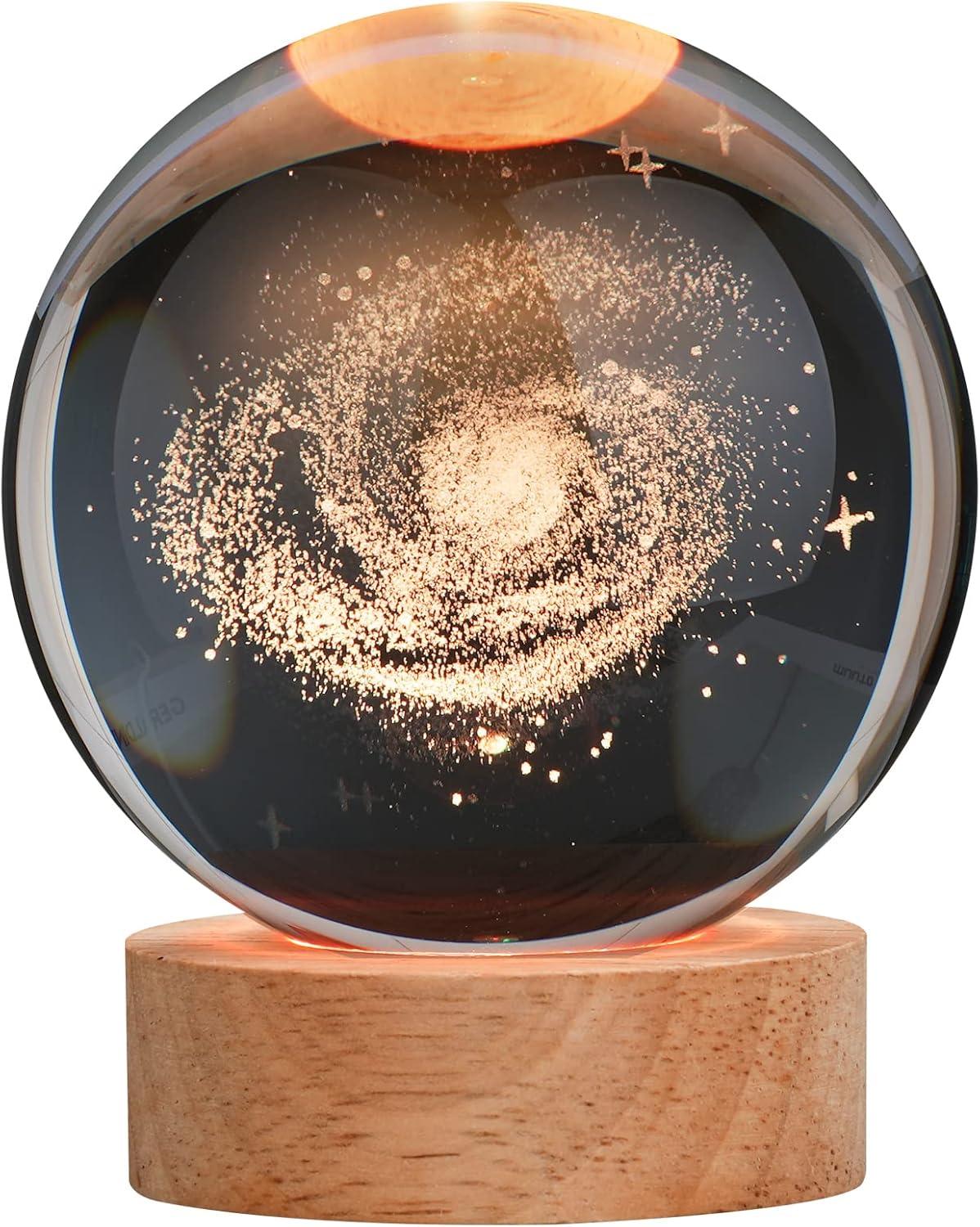 [Brand Name] 3D Moon Crystal Sphere Lamp - Unique Valentine's Day Gift for Couples, Romantic Bedroom Night Light with Wooden Base