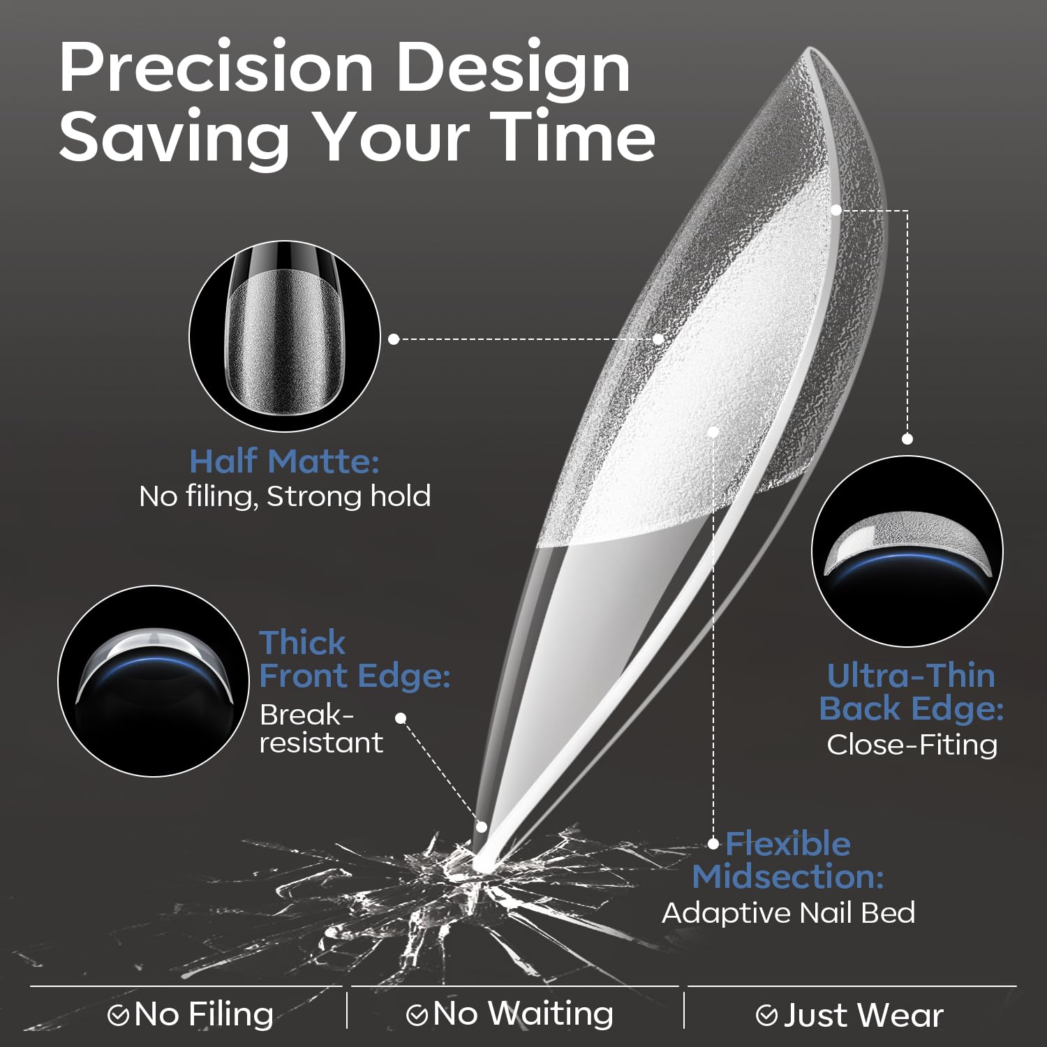 break-resistant soft gel material designed to last 28+ days