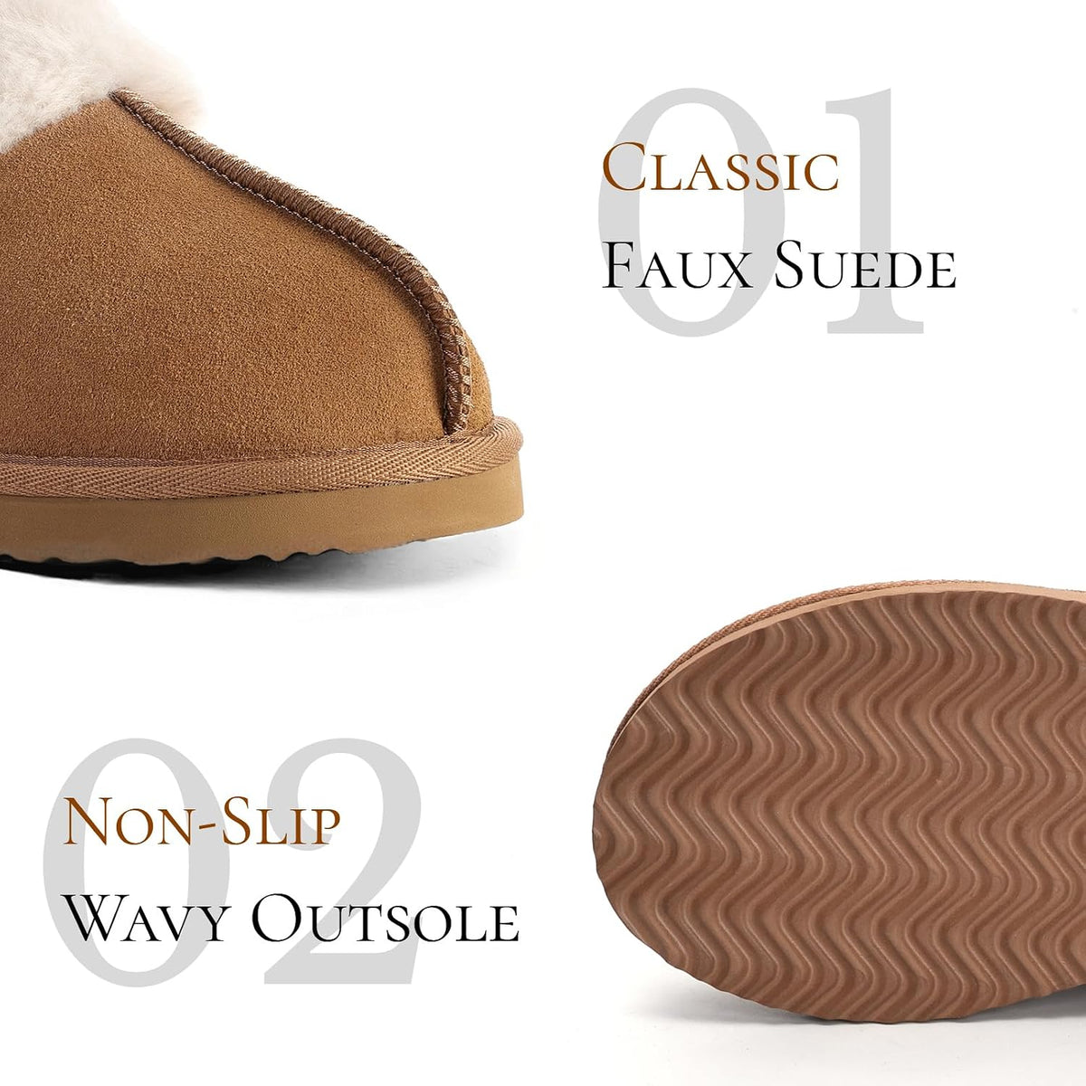 breathable faux-suede upper with fluffy plush collar