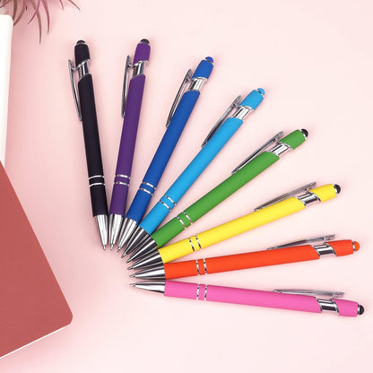 Bribobo Ballpoint and Stylus Combo 8 Pack – Front Desk and Conference Room Supply, Lightweight Metal Pens for Digital Forms