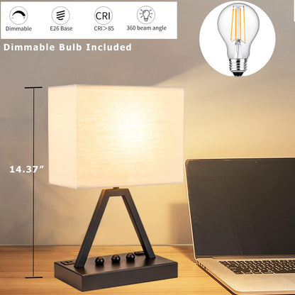 Briever Touch Control Desk Lamp – Eye-Caring Task Lamp for Home Office with USB C Charging and 3-Way Dimmable LED, Cream Shade