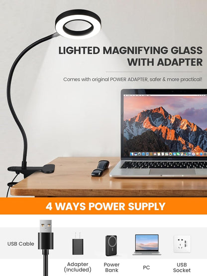 Brightech ViewMax – Eye-Safe Magnifying Lamp, Flicker-Free Light for Long Craft Sessions