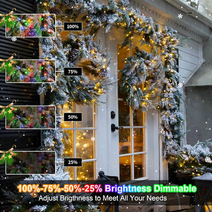 Brightever Battery Operated Outdoor String Lights 33Ft 100 LED Dual Color Water Resistant Fairy Lights for Patio & Fence