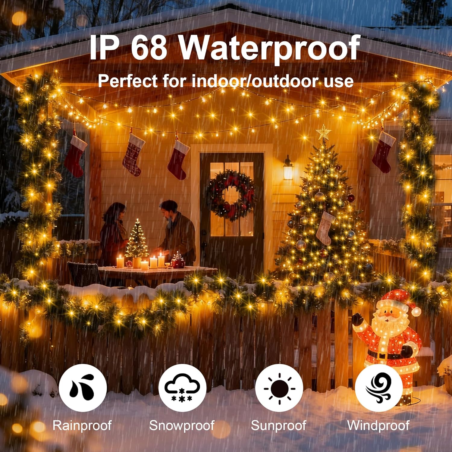 Brightever Battery Operated Outdoor String Lights 33Ft 100 LED Dual Color Water Resistant Fairy Lights for Patio & Fence