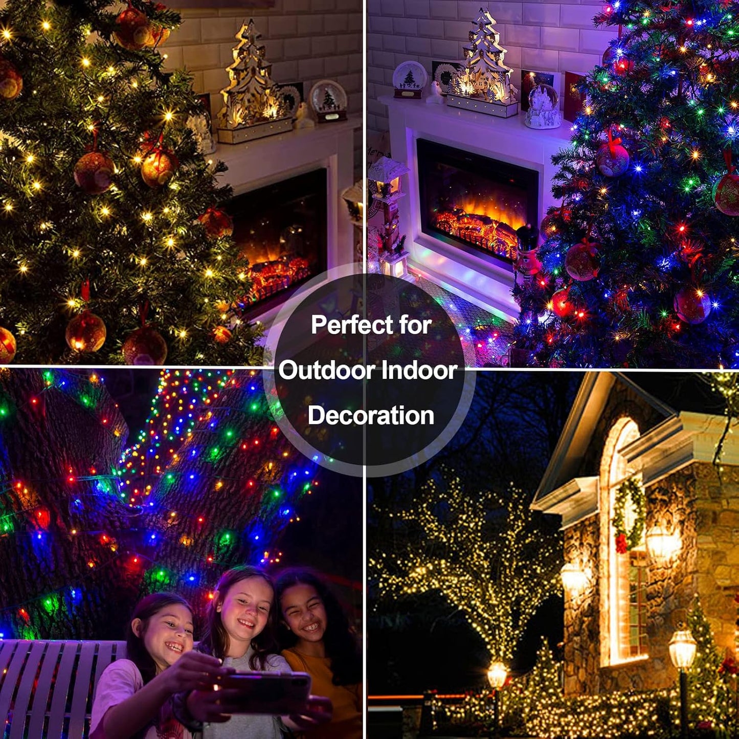 Brightever Battery Operated Outdoor String Lights 33Ft 100 LED Dual Color Water Resistant Fairy Lights for Patio & Fence
