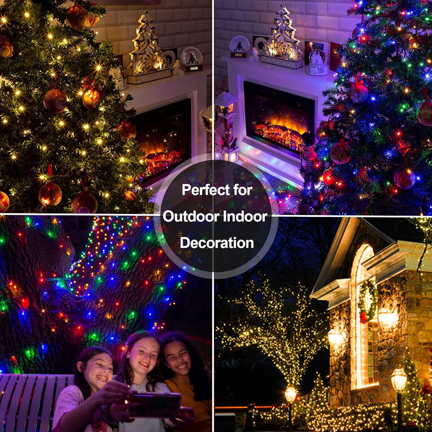 Brightever Battery Operated Outdoor String Lights 33Ft 100 LED Dual Color Water Resistant Fairy Lights for Patio & Fence