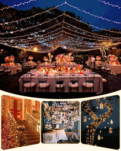 Brightown 2 Pack Solar Fairy Lights 144ft 400 LED Warm White Twinkle, Cozy Ambient Lighting for Living Room Bedroom and Indoor Home Decor Aesthetic