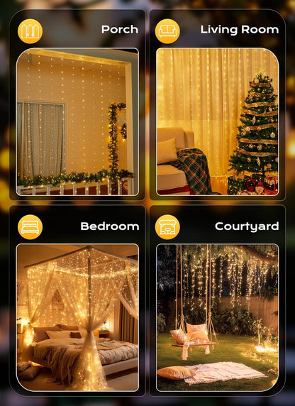 Brightown 300 LED Fairy Curtain Lights, Cool to the Touch and Timer USB String Lights for Kids Room and Nursery, 8 Lighting Modes with Remote
