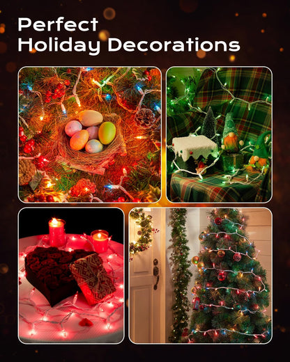 Brightown Christmas Lights – Minimalist Bedroom String Lights, Clean White Wire 100 Mini Bulbs for Simple Holiday Glow