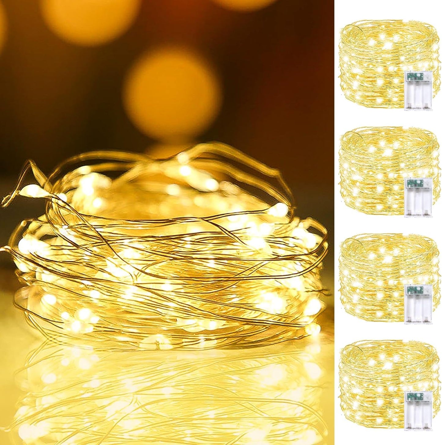 Brightown Copper Wire Twinkle Lights Battery Operated – Aesthetic Fireplace Mantel & Christmas Tree Holiday Home Accent
