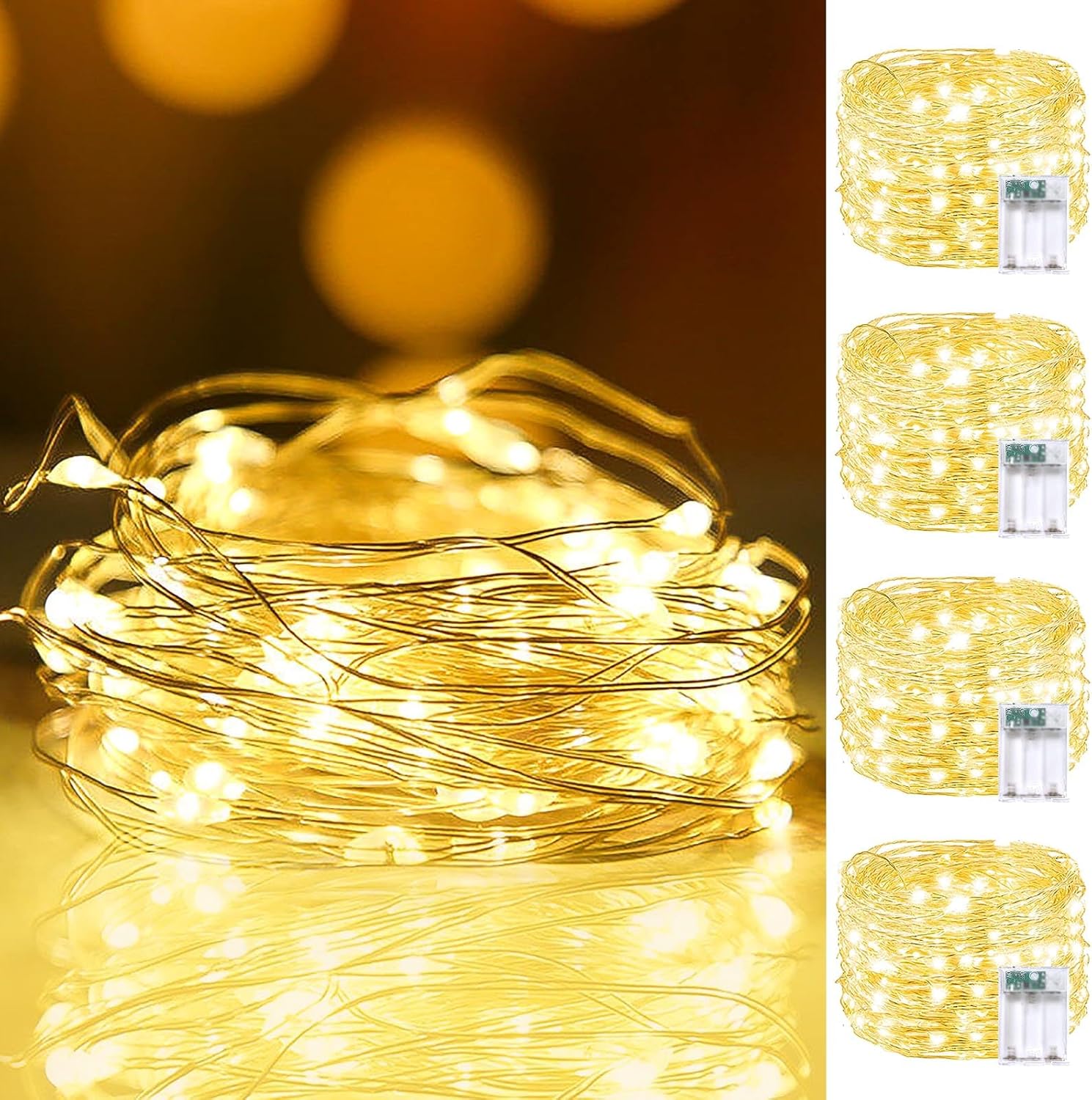 Brightown Copper Wire Twinkle Lights Battery Operated – Aesthetic Fireplace Mantel & Christmas Tree Holiday Home Accent