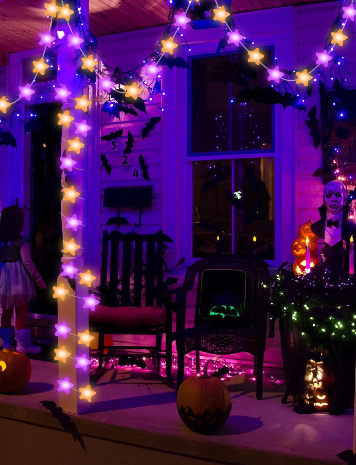 Brightown Flameless Star Fairy Lights 33ft – Smoke Free Candle Alternative with Auto Shutoff Timer, Safe Bedroom and Nursery Night Light