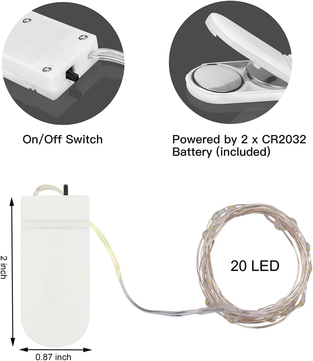 Brightown Mini Fairy Lights Battery Operated – 24 Pack Child Safe String Lights for Playroom Forts and Kids Reading Tent Decor