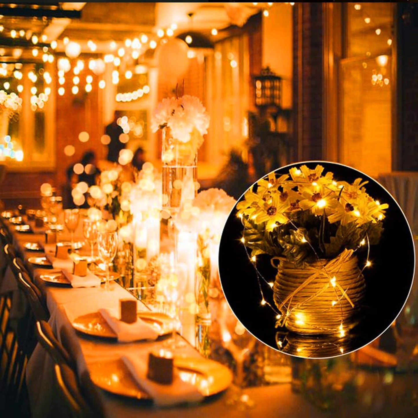 Brightown Outdoor Fairy Lights – IP65 Waterproof Battery String Lights for Patio Fence and Garden Trellis