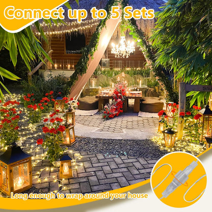 Brightown Outdoor String Lights 88ft IP44 Waterproof, 13 Modes & Dusk-to-Dawn Timer for Camping, Balcony & Backyard Gatherings