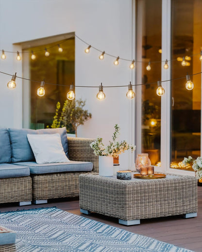 Brightown Safe Outdoor String Lights, 29FT G40 LED 12 Shatterproof Bulbs | Cool-Touch Plastic, No Fire Risk, IP65 Waterproof, Dimmable for Family Backyard, Kids, Pets