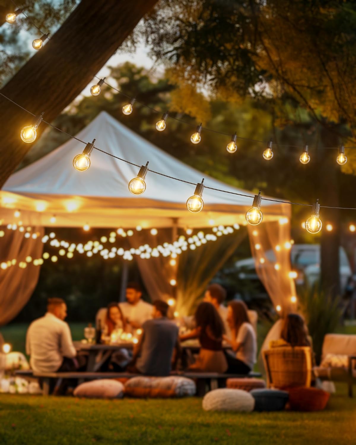 Brightown Safe Outdoor String Lights, 29FT G40 LED 12 Shatterproof Bulbs | Cool-Touch Plastic, No Fire Risk, IP65 Waterproof, Dimmable for Family Backyard, Kids, Pets