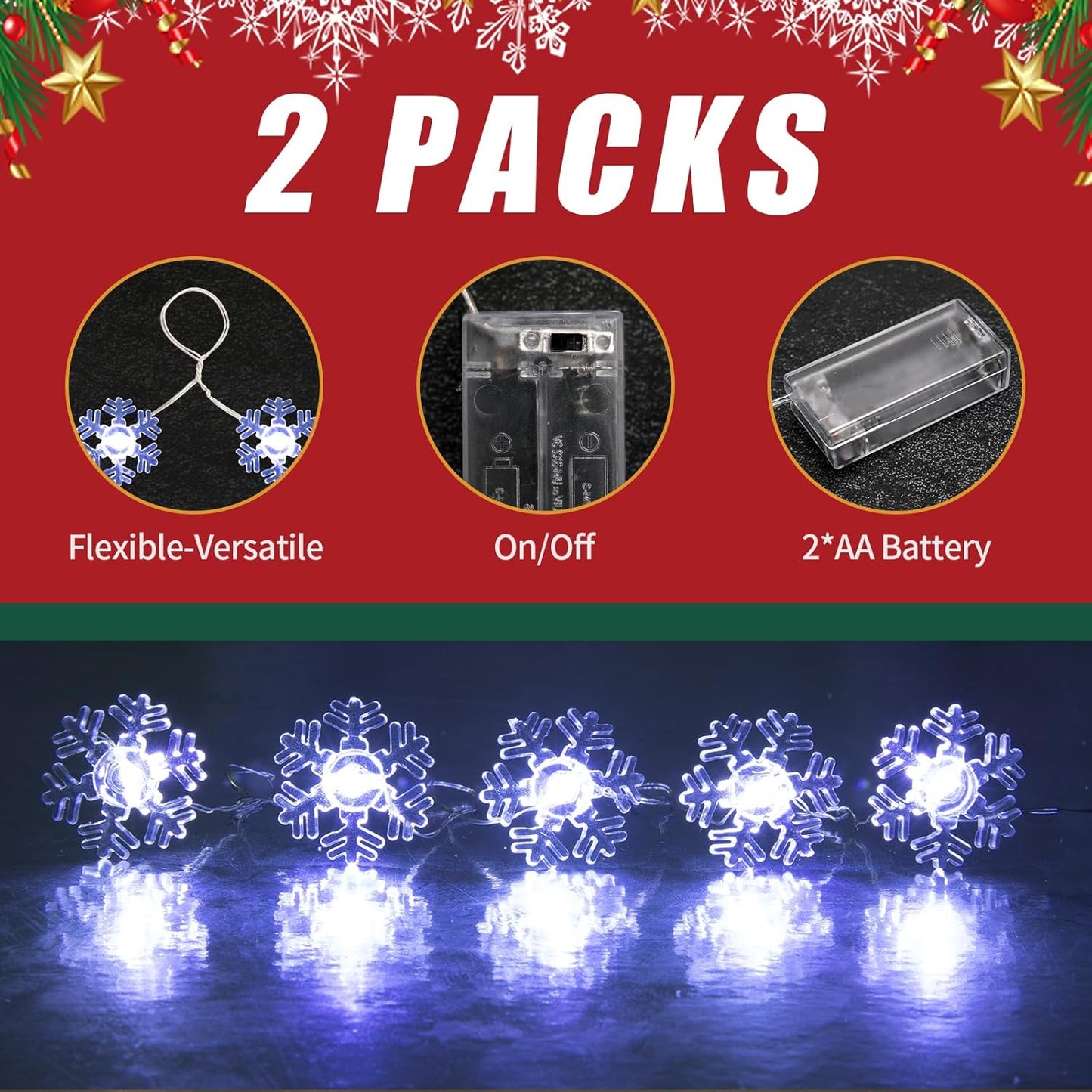 Brightown Snowflake String Lights – Nursery and Playroom Safe Decor, Cool to Touch LED String