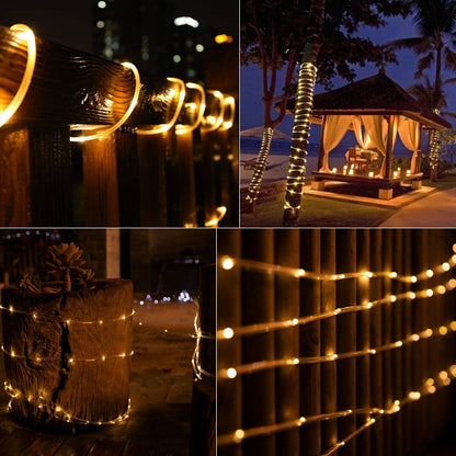 Brightown Solar Rope Lights – Flameless & Cool-Touch Outdoor String Lights Safe Around Kids, Pets & Family Gatherings
