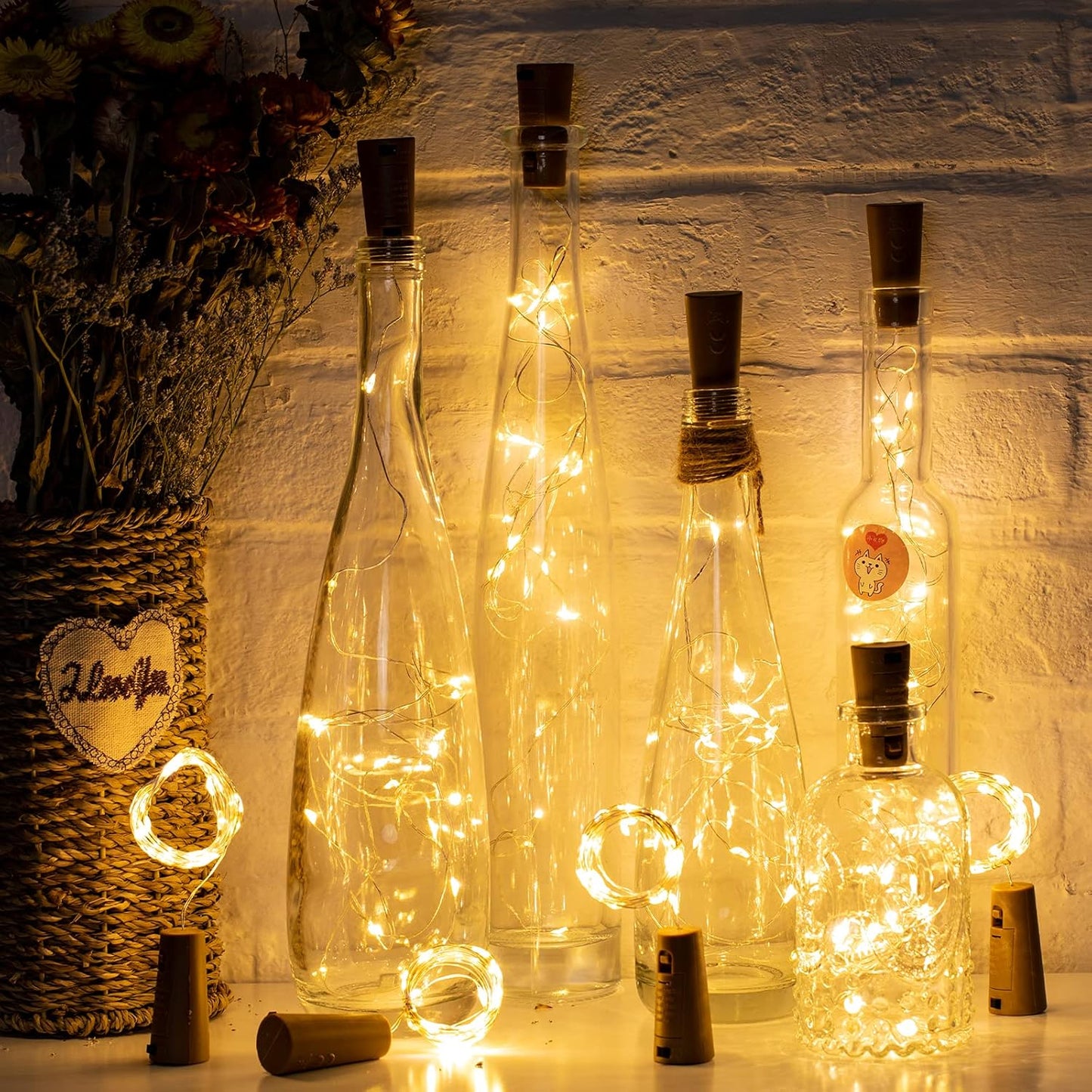 Brightown Waterproof Cork Lights – Patio and Balcony Bottle Lighting, IP44 Battery String for Outdoor Dinner Parties