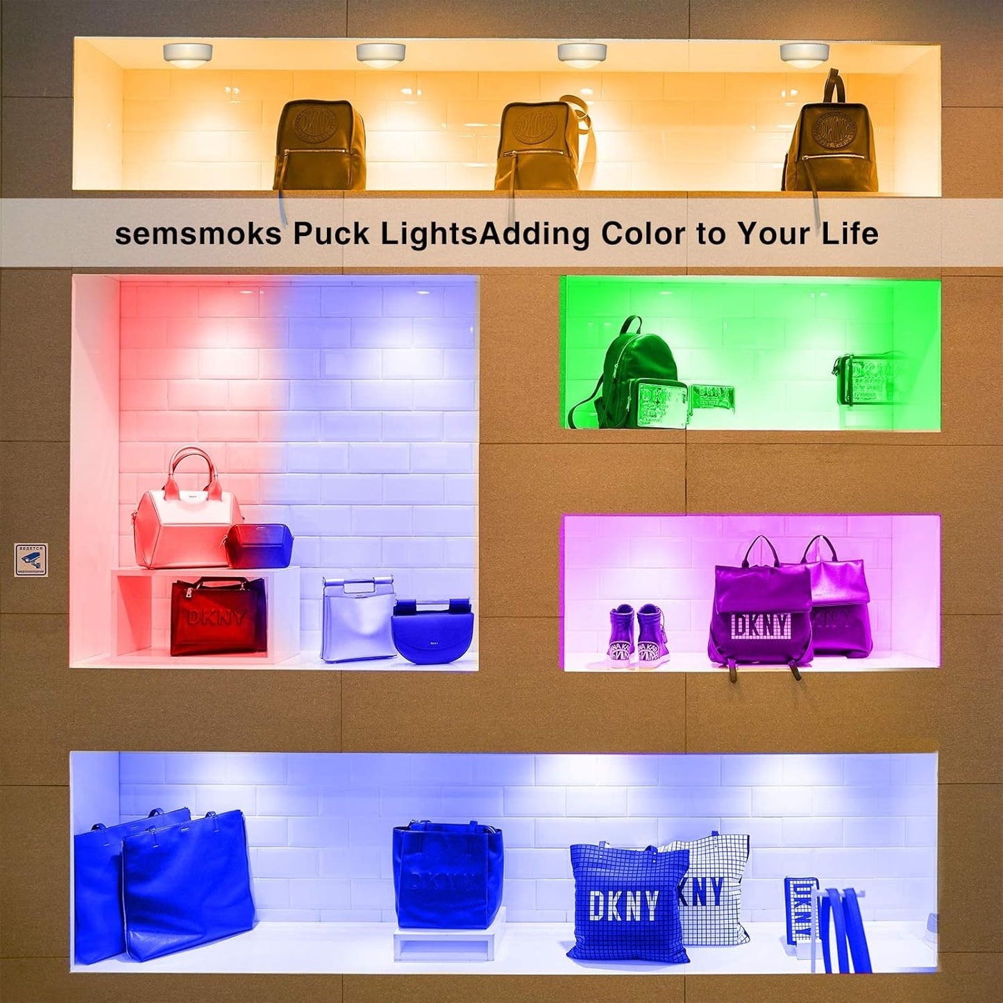 Brilliant Evolution Puck Lights, Thoughtful Housewarming Gift with 13 Color Changing RGB Remote Controlled LED Accent Lights