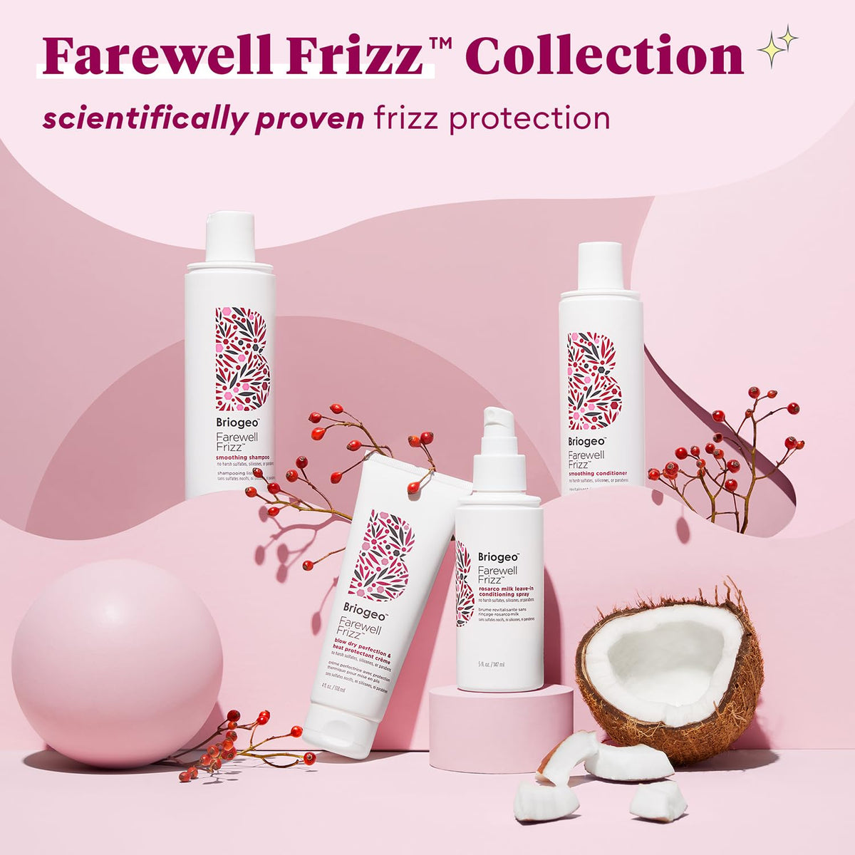 Briogeo Farewell Frizz Blow Dry Perfection Crème – Worry-Free Styling for Sensitive Scalps, Silicone-Free and Phthalate-Free