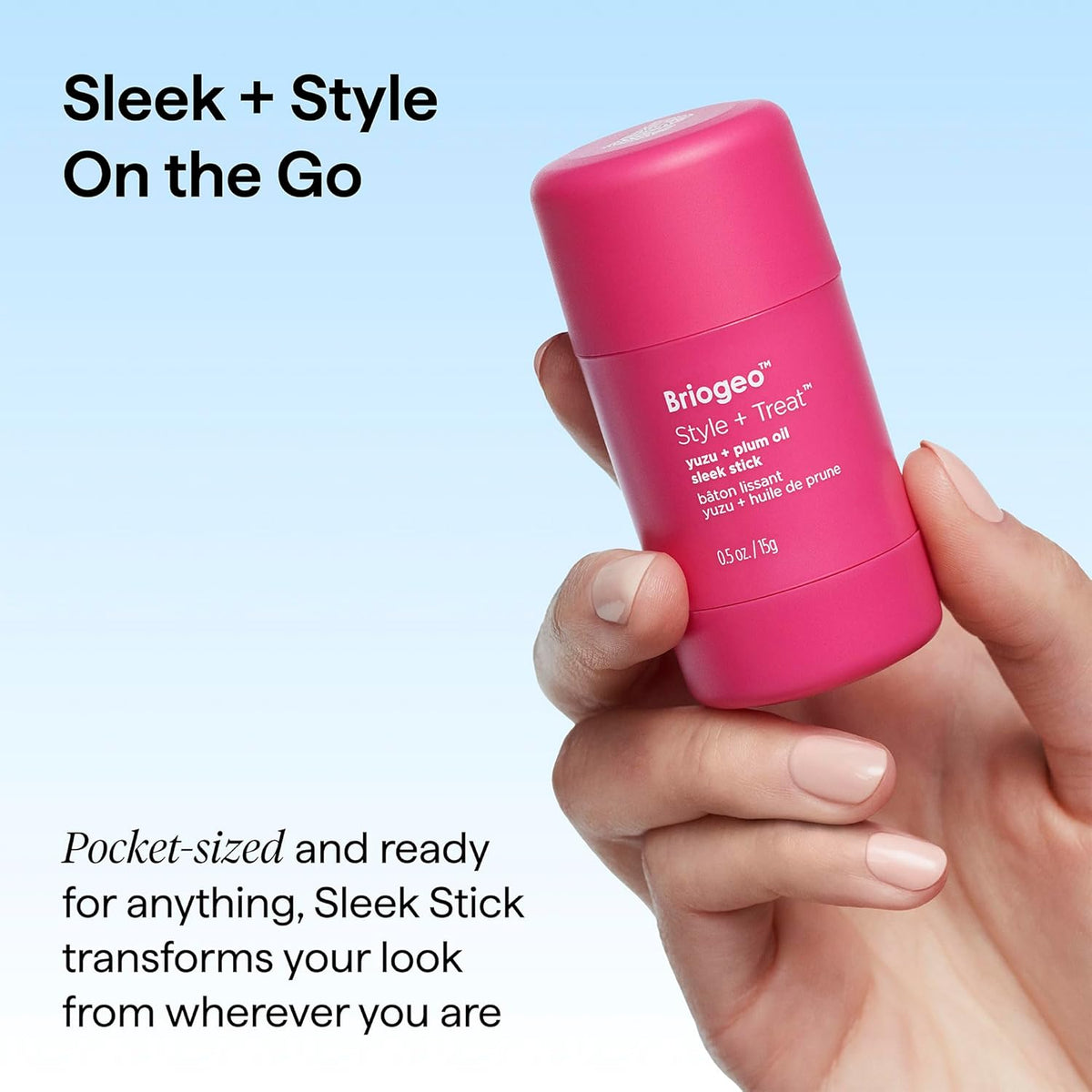 Briogeo Style + Treat Hair Styling Sleek Stick – Travel-Sized Flyaway Control for Camping Trips, Picnics, and Outdoor Weddings
