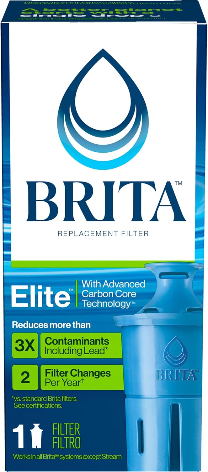 Brita Elite Replacement Filter – Heavy Metal Protection for Family Kitchen, Removes Lead Mercury Cadmium and Asbestos